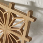 Kumiko Woodcraft Hemp Leaf Coaster  (Akita Sugi), Set of 5 pieces, Natural wood, Also for use as wall decorations or ornaments, H11x W11cm   